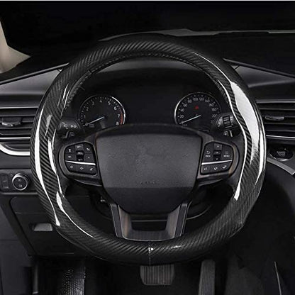 Carbon Fiber Steering Wheel Covers Universal Fit 15 inch Black Microfiber Leather for Men Ergonomics Sport Design Anti-Slip