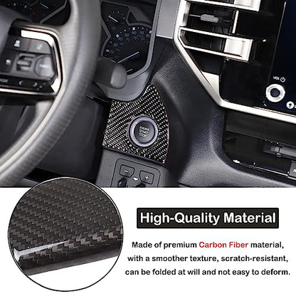 Car Engine Start Stop Decoration Frame Stickers Fit for Toyot@a Tundra/Sequoia 2022-2024 Real Carbon Fiber Center Console Key Ignition Starter Button Knob Panel Protect Cover Trim Sticker Accessories - size: Engine Start Stop Trim Frame Sticker