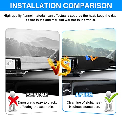 Autorder Dashboard Cover Mat for Toyota Sienna 2021-2024 2025 2026 Accessories Dash Cover Flannel Dash Mat Sunshade Glare UV Rays Protector