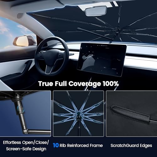 Windshield Sun Shade Umbrella for Toyota 4Runner 2010-2026, Upgraded Bendable Handle for Dashboard Protection, 10-Rib Ice Crystal Coating Sunshade for UV & Heat Block Accessories - size: For Toyota 4Runner 2010-2025-ICY