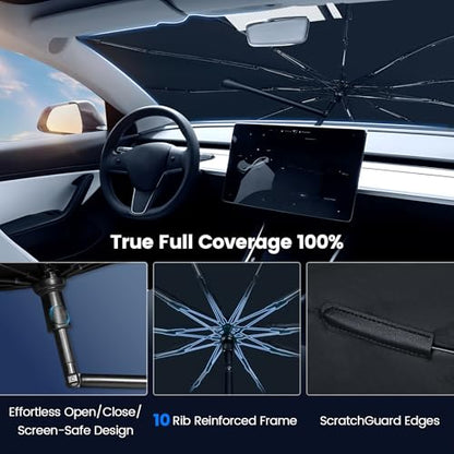 Windshield Sun Shade Umbrella for Toyota 4Runner 2010-2026, Upgraded Bendable Handle for Dashboard Protection, 10-Rib Ice Crystal Coating Sunshade for UV & Heat Block Accessories - size: For Toyota 4Runner 2010-2025-ICY