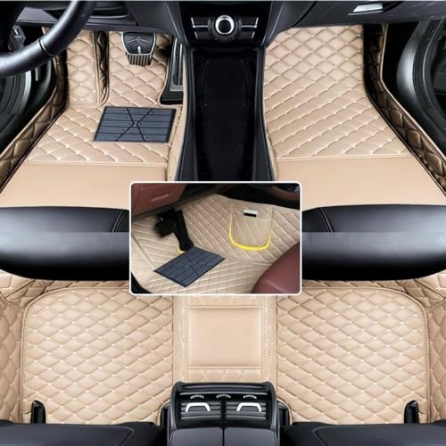 Custom Floor Mats for Audi A1, A3, A4, A5, A6, A7, A8,TT, TTS, Q2, Q3, Q5, Q7, Q8,RS3 RSQ8 S3 S4 S5 S6 S7 S8 e-tron, Q4 e-tron,All Weather Waterproof Luxury Leather (Beige mats) - color: Beige mats
