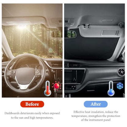 Car Windshield Sun Shade, 64" x 34" American Flag Car Windshield Cover Keep Your Vehicle Cool, Auto Front Window Sunshade Sun Heat and UV Rays Blocker Fits Most Cars (USA Original Flag)