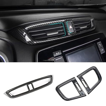 XITER 3pcs Central Front Side Air Condition Vent Outlet Trims for Honda CRV 2017 2018 2019 2020 2021 2022,Carbon Fiber - color: Carbon Fiber, size: 3PCS Air Vent Cover