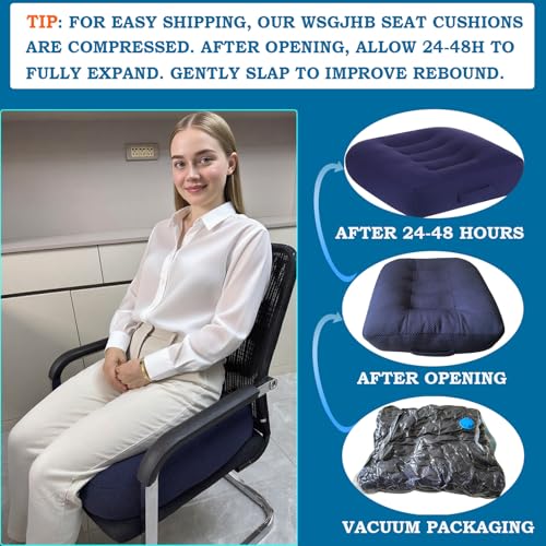WSGJHB Large Seat Cushion, Extra Thick Booster Seat Cushions for Office Chairs Long Sitting Office Workers, Car Drivers, Relieves Back Pain, Breathable, Anti-Slip, 20x20x6 inchs, Blue - color: Blue Large