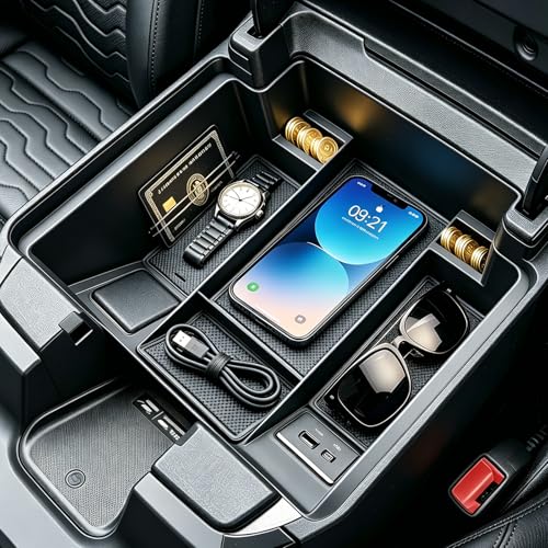Autorder Center Console Organizer for 2022-2026 Chevy Chevrolet Silverado&Sierra 1500/2024-2026 Silverado&GMC Sierra 2500HD/3500HD Accessories Armrest Storage Box(Only Fit Full Console w/Bucket Seats) - color: 2022-2026 Chevy Silverado/Sierra 1500 2500 35