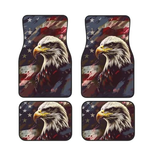 American USA Flags Car Floor Mats for Front & Rear Liners Set Eagle Animal Car Accessories Universal Fit Auto Carpet Floor Mats Set of 4 for Men Women Girls - color: Eagle and Flag