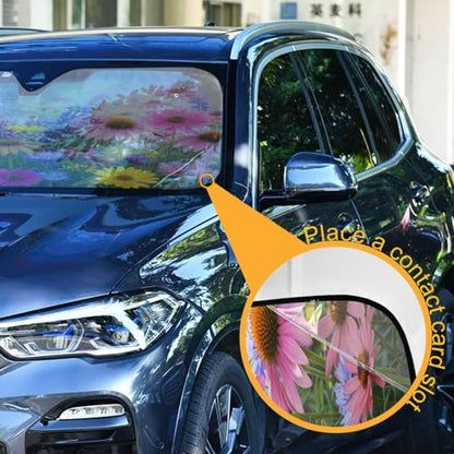 Sun Shade for Car Windshield Vibrant Spring Flowers Foldable Sun Shield Heat and UV Protection Automotive Interior Protection