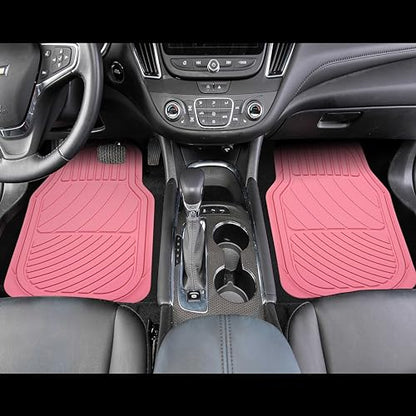 Heavy Duty Rubber Floor Mats, Durable All Weather Pink Car Mats for Women, Girly, Universal Waterproof Floor Mats for Sedan, SUVs, Truck, Vans Set of 4