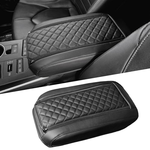 Center Console Cover for Toyota Highlander 2020 2021 2022 2023 2024 2025 2026 - Premium Leather Armrest Cover with Extra Padding for Highlander Hybrid Interior Accessories( Not for Grand Highlander) - size: 6) 20-26 |Highlander| Black, +Thick Size