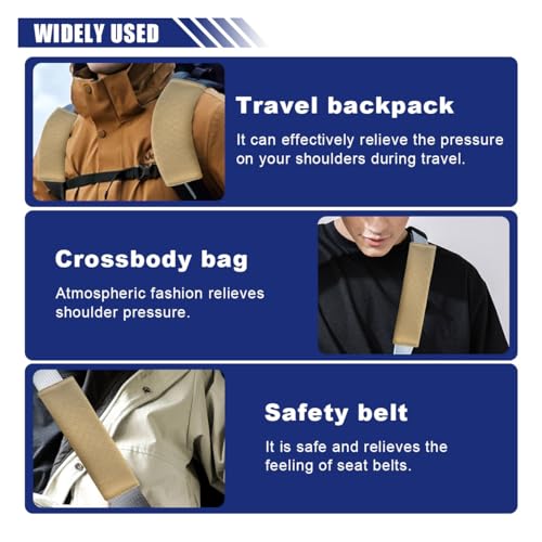 2PCS Car Seat Belt Cover, Soft Seatbelt Cushion for More Comfortable Driving, Leather Shoulder Strap Pad, Safety Breathable Harness Pad Protect Your Neck and Shoulder, Fits Most Cars (Beige) - color: Beige