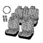 AUTOFAN Zebra Car Seat Covers for Full Set with 2 Seat Belt Pads & Universal 15 Inch Steering Wheel Cover Fit for Cars, Trucks, SUV, or Van - color: animal zebra