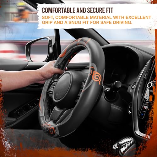 Naruto Shippuden Car Steering Wheel Cover, 15 Inch Anime Steering Wheel Cover, Cushioned Soft Comfortable Cover Anime Car Accessories for Men Women, Nine Tails - color: Naruto Nail Tail
