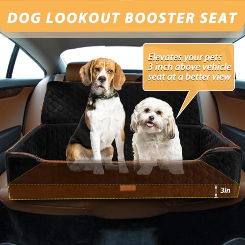 Dog Car Seat for Large Dogs Under 100LBS,Pet Booster Back Seat Removable Washable Pet Travel Safety with Safety Tethers & Storage Pocket (Black) - color: Dog Booster Seat(Black)