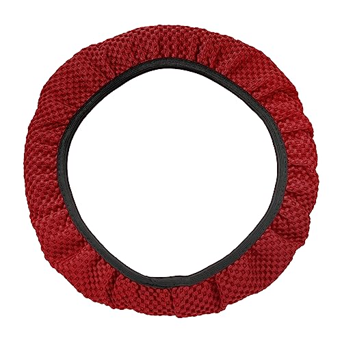 X AUTOHAUX Steering Wheel Cover Universal Elastic Stretch Antislip Breathable Microfiber Ice Silk Interior Trim Wheel Protector for Car Truck SUV Red - color: Red