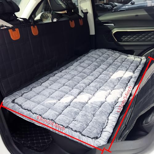 Backseat Pet Bed Mat, Truck Plaid Dog Bed for Car Back Seat, Deluxe Dog Seat Covers, Non-Slip Travel Pet Mat, Fit for Backseat Extenders and Trucks SUVs (Grey, 24.8x54 inch) - color: Grey