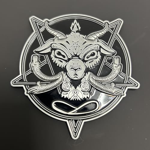 Occult Goat Car Emblem – Metal 3D Black Badge with 3M Adhesive – Mystical Goat Decal for Car, Truck, Motorcycle, Window, Door, or Home Decor (Black and Silver) - color: Black and Silver
