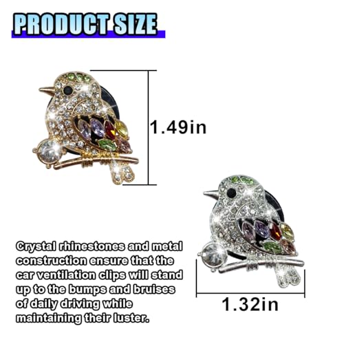 2PCS Bling Bird Car Air Vent Clips, Crystal Rhinestone Auto Air Conditioning Outlet Clip, Cute Car Vent Decorative Clip, Auto Interior Decoration Charm for Women (Bird) - size: Bird