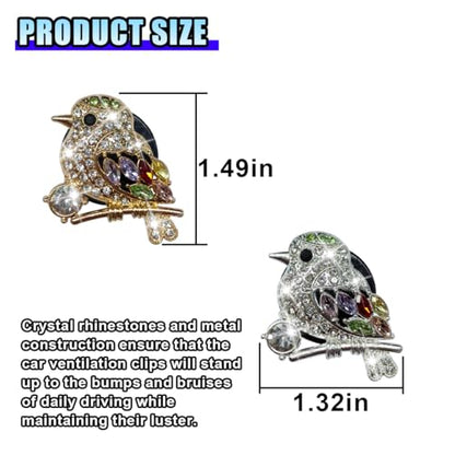 2PCS Bling Bird Car Air Vent Clips, Crystal Rhinestone Auto Air Conditioning Outlet Clip, Cute Car Vent Decorative Clip, Auto Interior Decoration Charm for Women (Bird) - size: Bird