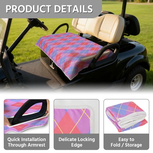 Golf Cart Seat Covers, Universal Golf Cart Seat Towel Blanket for Yamaha, EZGO, Club Car, Icon and More 2-Seat Carts, 100% Microfiber Keeps Seat Comfortable and Clean - color: pink