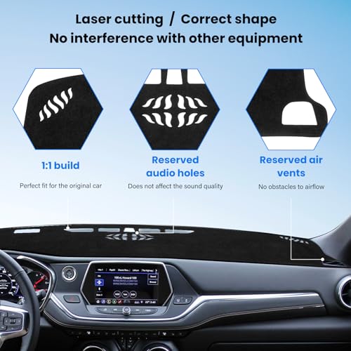 Dash Cover Mat Compatible with Chevy Blazer 2019 2020 2021 2022 2023 2024 2025 (Not fits for EV)Car Interior Dashboard Cover Mat Nonslip Dashmat Sunshade Glare UV Rays Protector Accessories Custom Fit - size: Compatible with Blazer 2019-2025