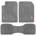 Motor Trend AdventureMax Car Floor Mats Full Set - Durable Rubber Floor Mats for Cars with Debris Capture Grooves, All Weather Interior Protection for Front and Rear with Non-Slip Backing, Gray