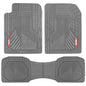 Motor Trend AdventureMax Car Floor Mats Full Set - Durable Rubber Floor Mats for Cars with Debris Capture Grooves, All Weather Interior Protection for Front and Rear with Non-Slip Backing, Gray