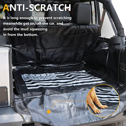 Pet Dog Cargo Liner Trunk Mat for 2007-2025 Jeep Wrangler JK JL 4 Door Unlimited Sahara Rubicon Rear Trunk Floor Mat Cargo Liner Dogs Seat Cover, All Weather Waterproof, America Flag - color: US Flag