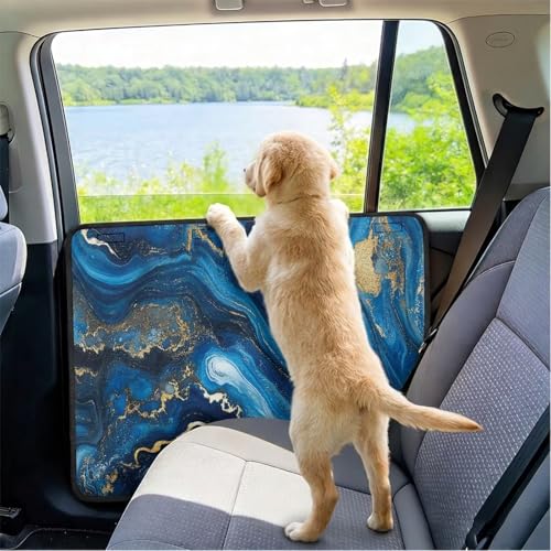 Blue Marble Dog Scratch Door Protector – Thickened & Stain-Resistant Door Panel Covers for Trucks, SUVs, Sedans, Protects from Dog Scratching - color: Blue Marble Texture