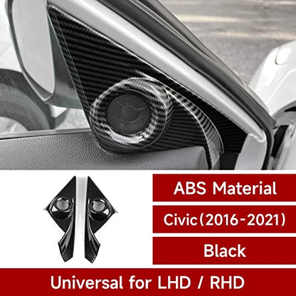 Car A Pillar Speaker Cover Decals for Honda Civic 2016 2017 2018 2019 2020 2021 10th Gen Accessories ABS Carbon Fiber Interior Stickers - color: A Pillar Speaker Cover