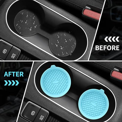 ME.FAN Car Cup Holder Coasters [4 Pack] Silicone Cups Mats, Automotive Universal Non-Slip Recessed Interior Accessories Sky Blue - color: 4pack-sky Blue