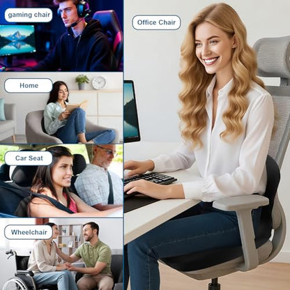 Seashell Seat Cushion - Memory Foam Cushion for Office Chair, Car Seat, Airplane - Sciatica & Hip & Coccyx Pain Relief for Long Sitting Office Workers, Car Drivers