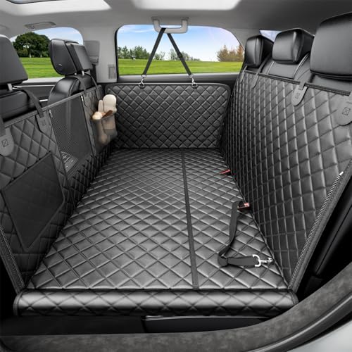 Dog Car Seat Cover for Back Seat, Hard Bottom Dog Hammock, Pet Bed Extender for 2-4 Large/Medium Dogs, Waterproof Seat Protector, Universal L Size Fits for SUV Medium Truck, Black - color: Black, size: L - SUVS,Mudium Trucks