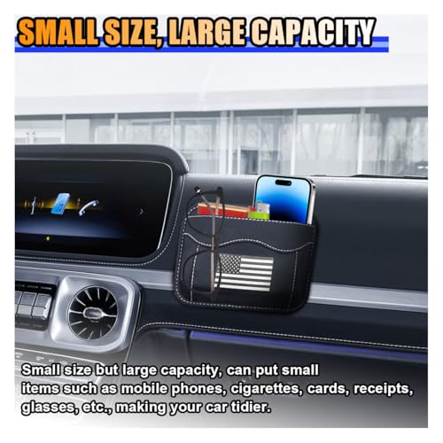 American Flag Car Seat Side Pocket Organizer, PU Leather Seat Gap Filler Tray Pouch, Auto Cell Phone & Sunglasses Holder, Mini Vehicle Storage Bag for Stowing Tidy (Flag, Black/White) - color: Black/White, style: Flag