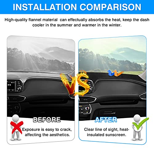Autorder Dashboard Cover Mat for Hyundai Santa Fe 2019 2020 2021 2022 2023 Accessories Dash Cover Flannel Dash Mat Sunshade Glare UV Rays Protector - size: 2019-2023 Hyundai Santa Fe
