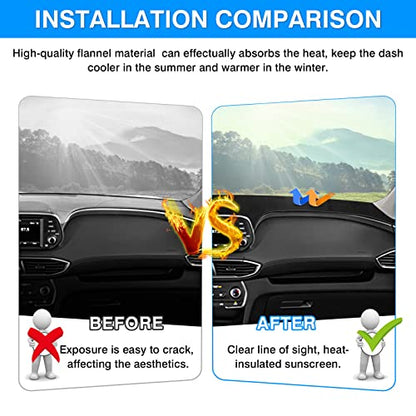 Autorder Dashboard Cover Mat for Hyundai Santa Fe 2019 2020 2021 2022 2023 Accessories Dash Cover Flannel Dash Mat Sunshade Glare UV Rays Protector - size: 2019-2023 Hyundai Santa Fe