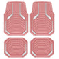 PIC AUTO Heavy Duty Pink Rubber Floor Mats, Silver Aluminum Film Car Mats Set, Front and Rear Car Mats with Anti-Slip Backing, All Weather Protection, Trim-to-Fit for Automotive SUV, Sedan, Van - color: All Pink