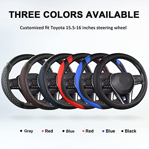 West Llama Customized Auto Car Steering Wheel Cover for Toyota Tacoma,4Runner,Tundra,Sequoia,15.5-16 inch(Diamond Quilted-Black+Gray-Large Size) - color: B-Black+Gray, size: Large Size (15 ½''-16'')