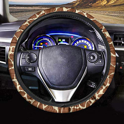 GLENLCWE Giraffe Car Steering Wheel Cover Universal 15 inch Soft Steering Wheel Protector Anti-Slip for Most Vehicle - color: Giraffe Pattern