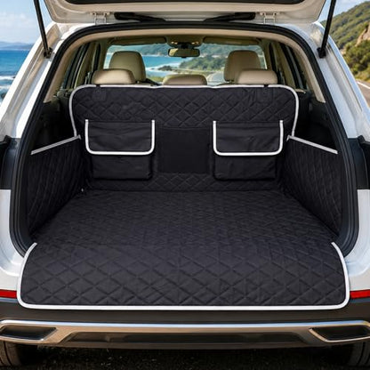 SUV Cargo Liner Dogs, Waterproof Dog Trunk Cover, Pet Cargo Mat SUV, Sedan & Van, Scratchproof Dog Seat Cover with Side Walls, Non-Slip Backing & Bumper Flap Protector, Large Size Universal Fit