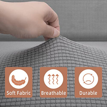 Sfcddtlg RV Dinette Cushion Covers - Grey Stretch Dinette Seat Covers - Washable Loveseat Slipcovers for Camper Car Bench Seats (2 Backrest & 2 Bench Covers)