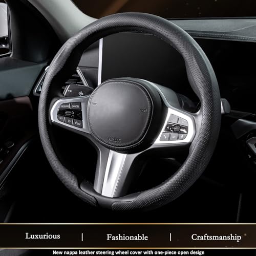 Aimato Car Steering Wheel Cover, Ultra-Thin Car Steering Wheel Cover,Comfortable & Breathable Microfiber,Universal Fit for Most Cars, Nappa Black - color: Nappa Black