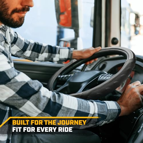 Cat® BigGrip Faux Black Leather Semi Truck Steering Wheel Cover, Fits RV and Big Rig Trucker, Steering Wheel Cover for Trucks 18 Wheeler - X-Large 17.5" - 18" Inches - color: Black BigGrip, size: XL Big Rig (17.5-18")