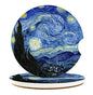 Car Coasters for Drinks Absorbent, 2 Pack Cup Holders, 2.56" Ceramic Stone & Non-Scratch Cork Base Coasters Cupholder, Auto Accessories for Women & Men Abstract Oil Painting