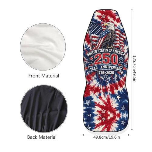American Flag 250th Anniversary Patriotic Car Seat Covers Full Set of 2, Eagle Patriotic Seat for Auto Front Seats, Tie Dye Breathable Car Accessories for Sedan Truck SUV - color: American Flag 250th