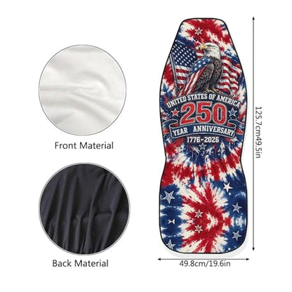 American Flag 250th Anniversary Patriotic Car Seat Covers Full Set of 2, Eagle Patriotic Seat for Auto Front Seats, Tie Dye Breathable Car Accessories for Sedan Truck SUV - color: American Flag 250th