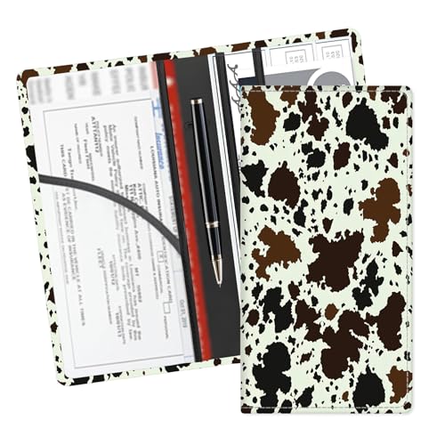 Leather Car Registration and Insurance Card Holder, Cute Car Accessories Vehicle Glove Box Car Organizer for Documents, Cards, License Retro Cowhide - color: Retro Cowhide