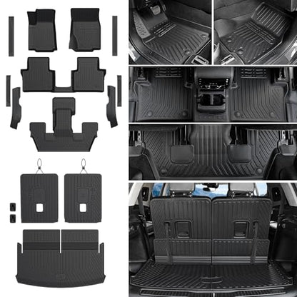 Floor Mats Cargo Mat for 2021-2025 2026 Jeep Grand Cherokee L w/Captain Chair (Only for 6-Seater w/o 2nd Row Armrest), All Weather TPE Trunk Cargo Liner Car Accessories (L | Floor Mats Set) - style: Grand Cherokee L | 2021-2026 | Floor Mats Set