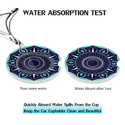 Car Coasters 2 Pack, Ceramic Blue Cupholder for Drinks Absorbent Stone Coasters Absorbing Spills （Constellation Blue） - color: Navy