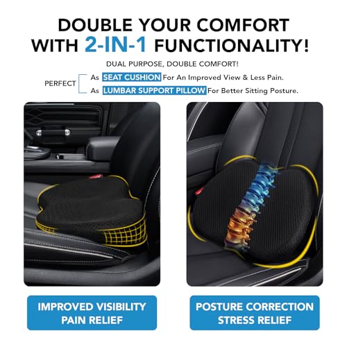kingphenix Wedge Car Seat Cushion: Memory Foam Truck Seat Cushion for Car Seat Driver - Sciatica and Back Pain Relief - Enhancing Driving Comfort - Black X-Large